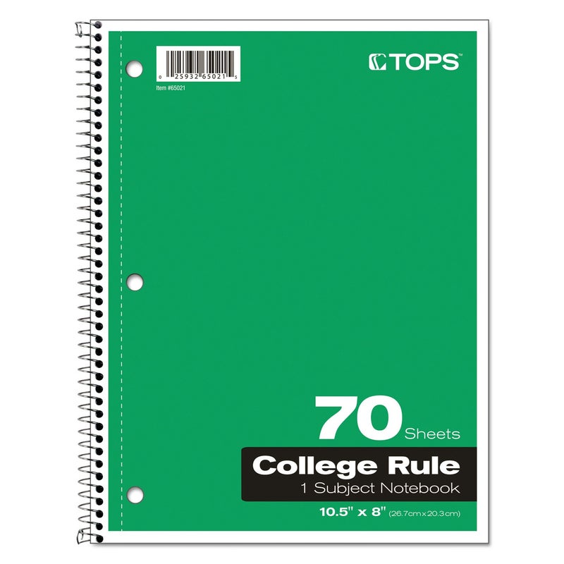 TOPS Oxford Spiral Notebook, 1-Subject, College Ruled Paper, 70 Sheets, Color May Vary, 1/Notebook (65021) (Pack of 1) - Image 4